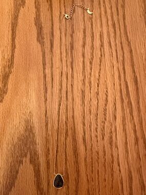 Gold Pendant Necklace with Black Stone